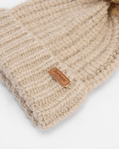 Barbour Saltburn Beanie & Tartan Scarf Set - Gardenia Tartan