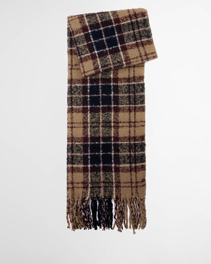 Barbour Saltburn Beanie & Tartan Scarf Set - Gardenia Tartan