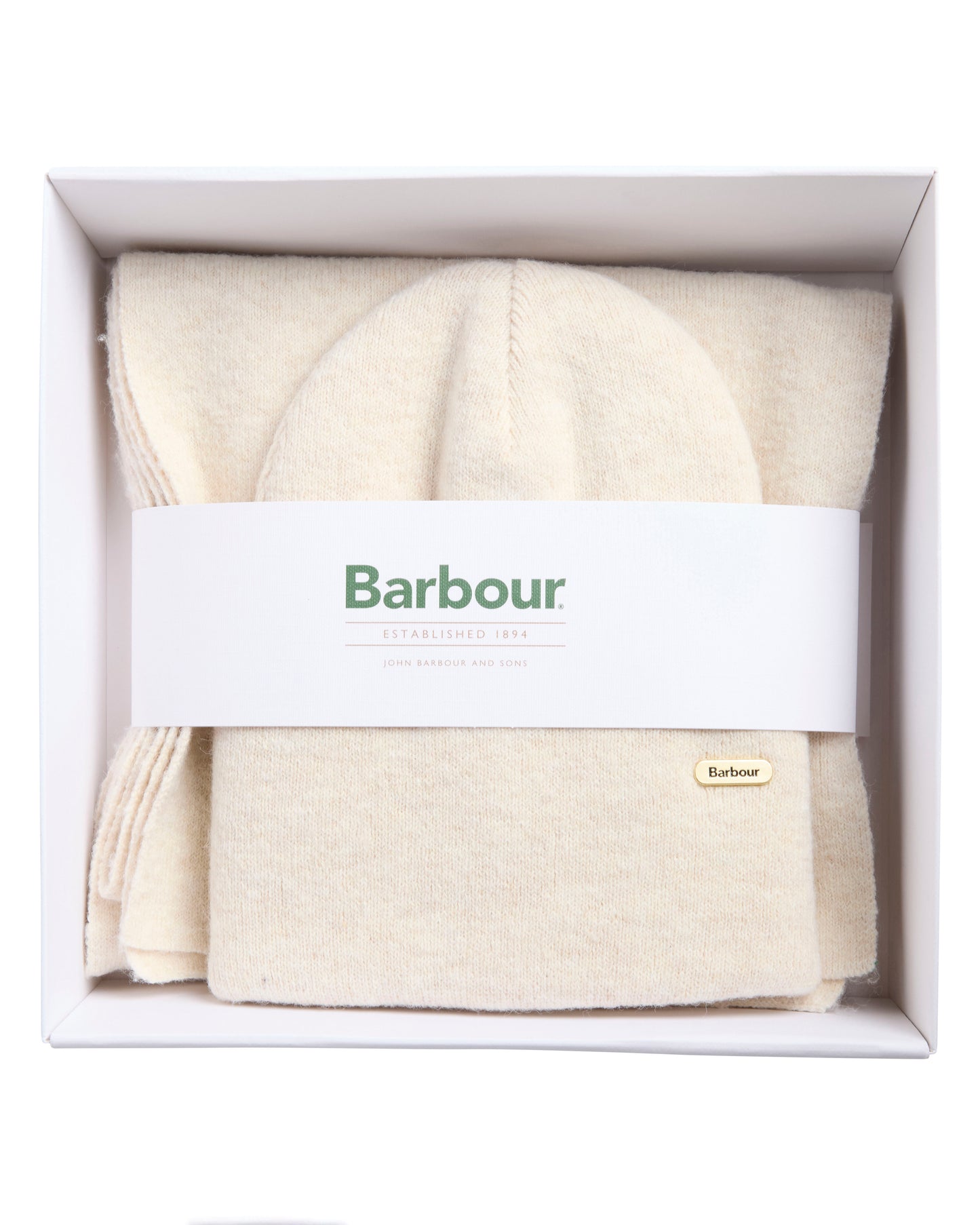 Barbour Winona Womens Beanie & Scarf Gift Set - Eggshell