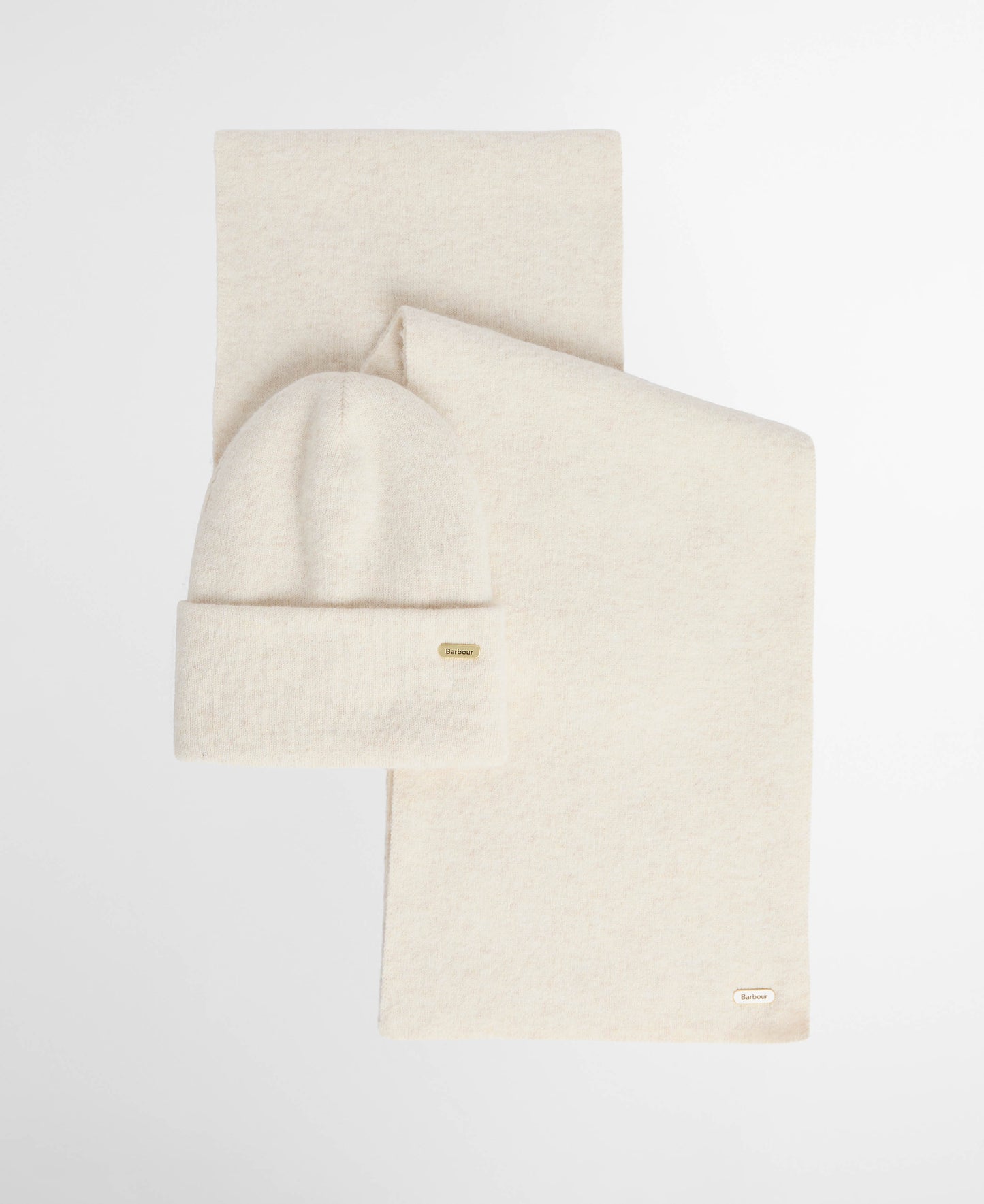 Barbour Winona Womens Beanie & Scarf Gift Set - Eggshell | CHO | Designer Womens Accessory Gift Sets