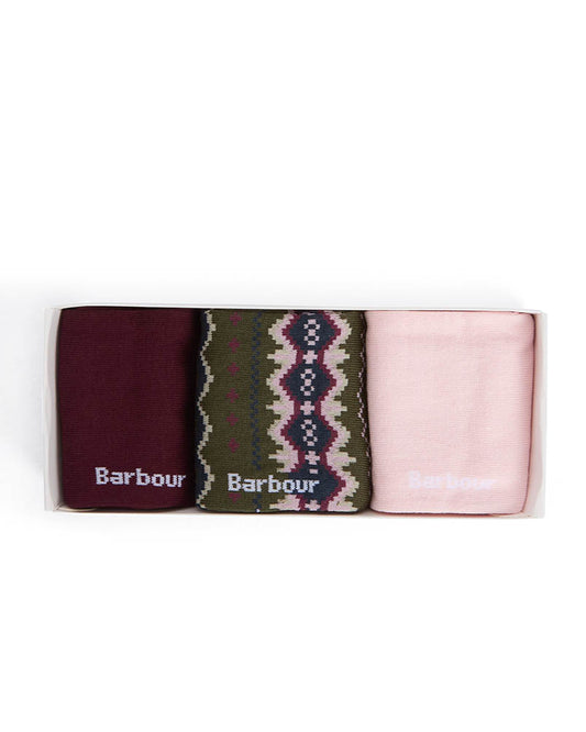 Barbour Helen Womens Fair Isle Sock Gift Set - Olive