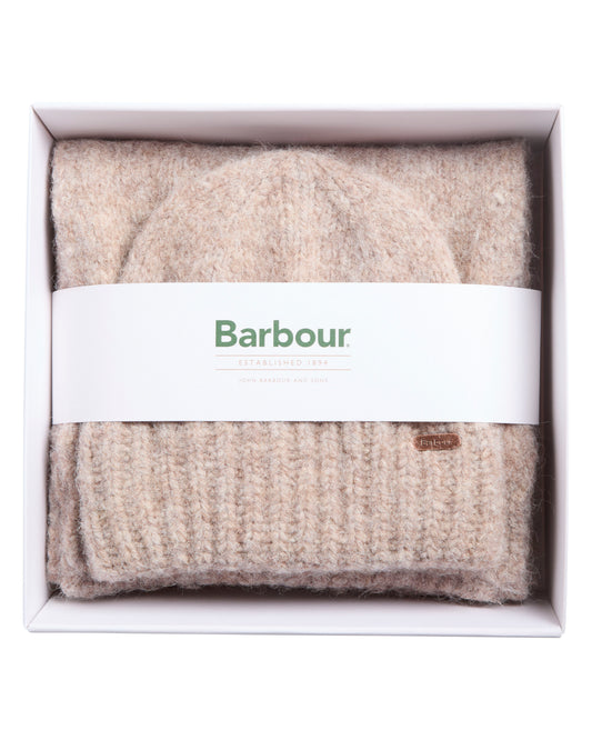Barbour Emmy Womens Beanie & Scarf Gift Set - Taupe Mist