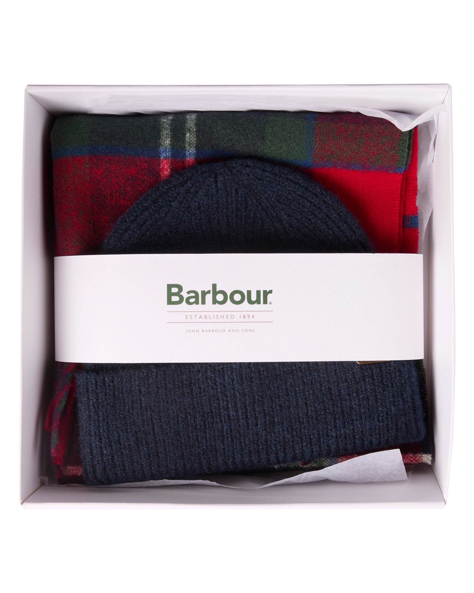 Barbour Olivia Womens Beanie & Scarf Gift Set - Red Spruce | CHO | Designer Womens Accessory Gift Sets