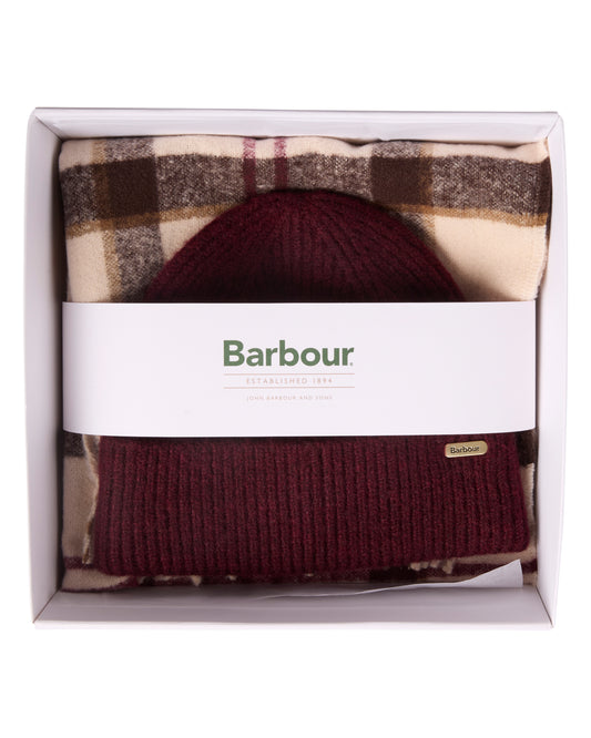 Barbour Olivia Womens Beanie & Scarf Gift Set - Light Muted Tartan