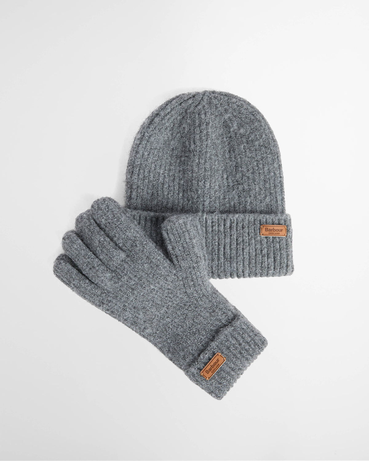 Barbour Pendle Womens Beanie & Gloves Gift Set - Mid Grey | CHO | Designer Womens Accessory Gift Sets