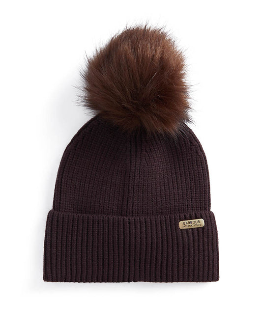 Barbour International Mallory Pom Womens Beanie - Chocolate