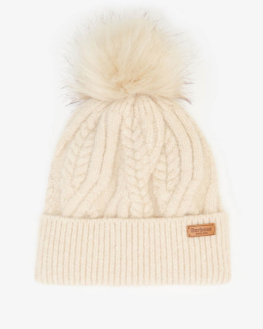 Barbour Elsdon Womens Beanie in Eggshell, front