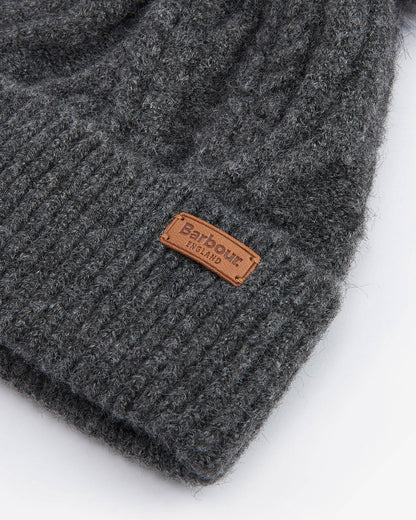Barbour Elsdon Womens Beanie - Grey, detail.