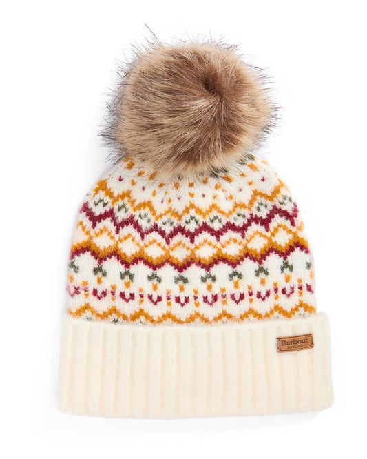 Barbour Kingsford Womens Fair Isle Beanie Hat - Cloud