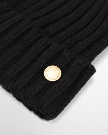 Barbour International Conway Womens Knitted Beanie Hat - Black | CHO | Designer Womens Beanies