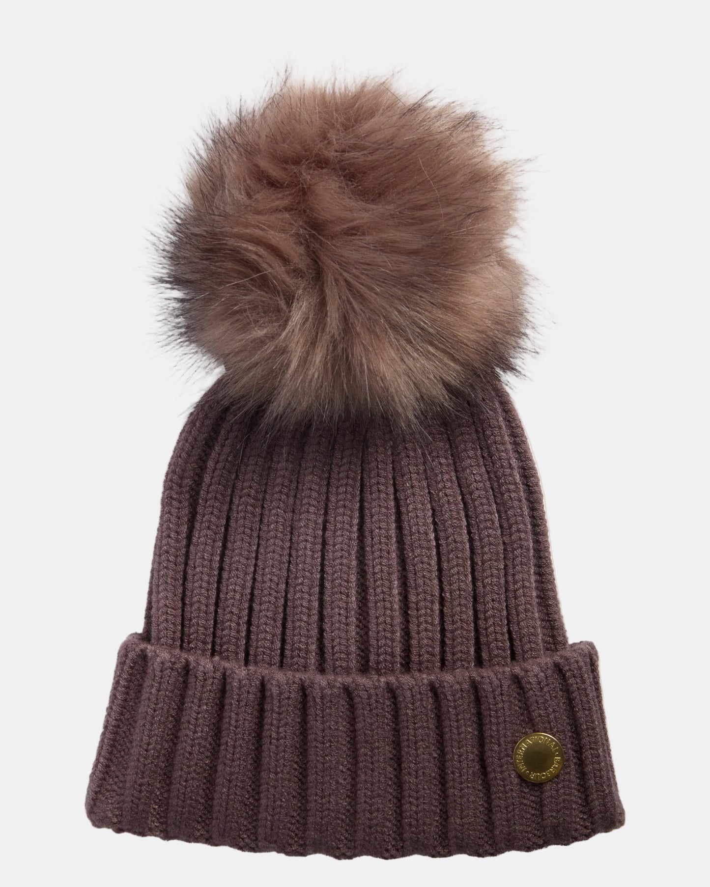 Barbour International Conway Womens Knitted Beanie Hat - Truffle | CHO | Designer Womens Beanies