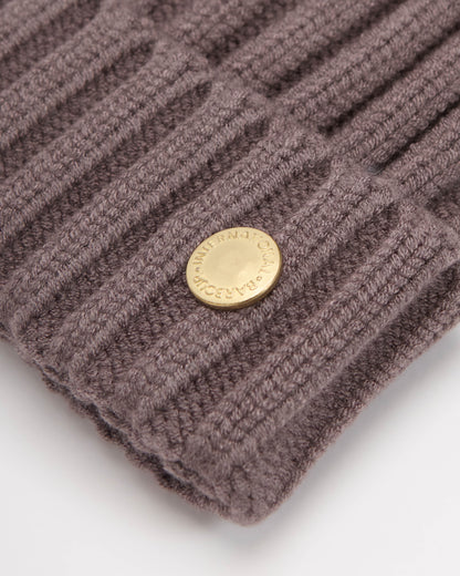 Barbour International Conway Womens Knitted Beanie Hat - Truffle | CHO | Designer Womens Beanies