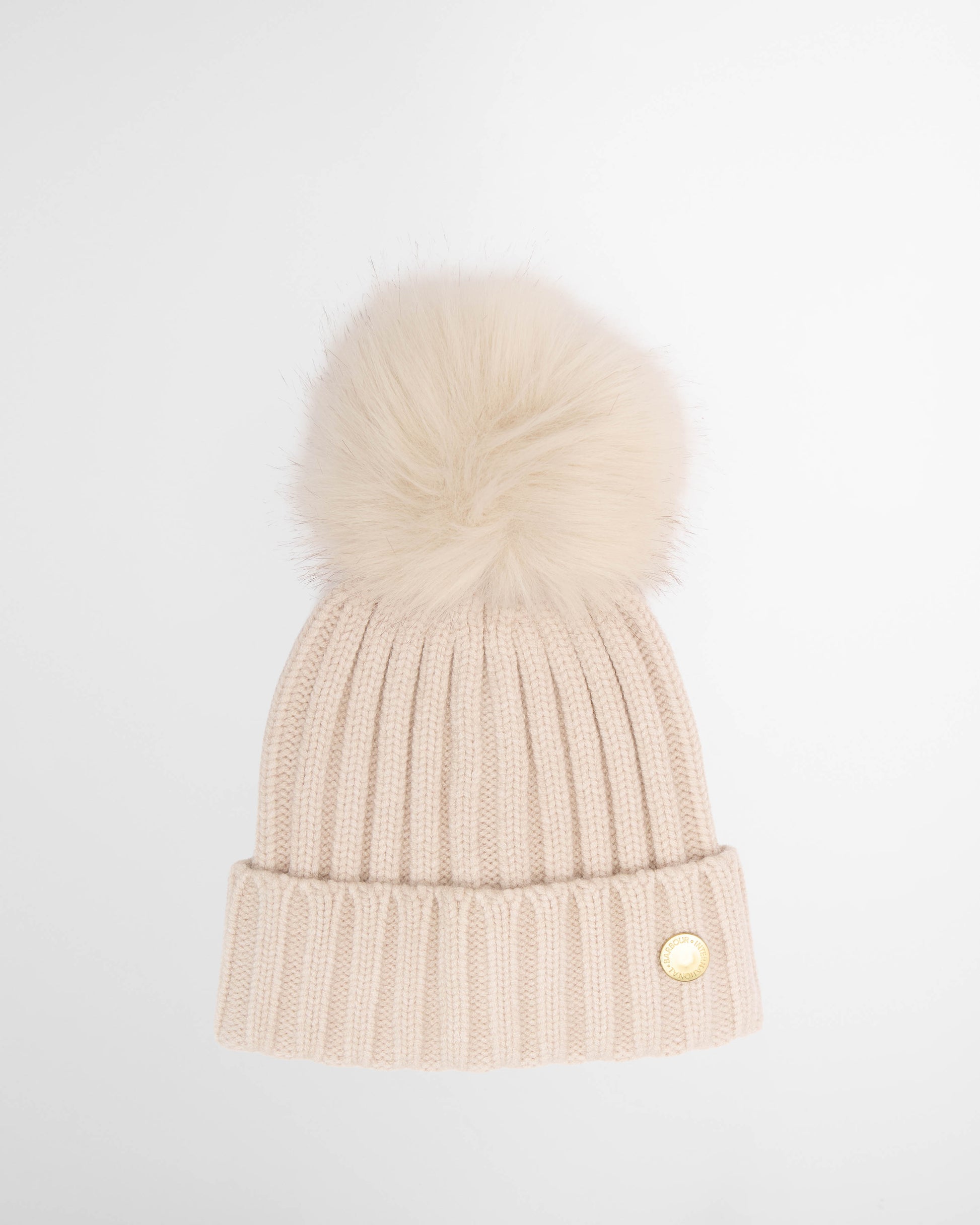 Barbour International Conway Womens Knitted Beanie Hat - Moonbeam | CHO | Designer Womens Beanies