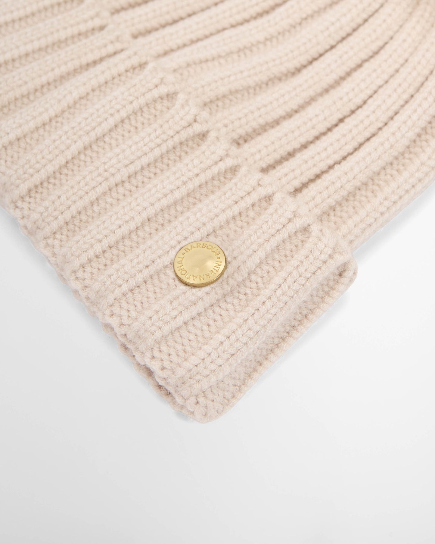 Barbour International Conway Womens Knitted Beanie Hat - Moonbeam | CHO | Designer Womens Beanies