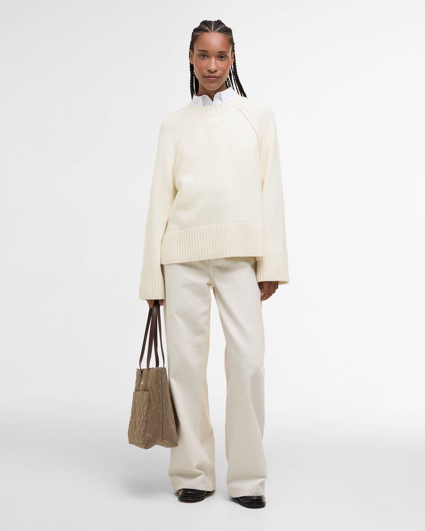 Barbour Ashdon Womens Knitted Jumper - Ecru