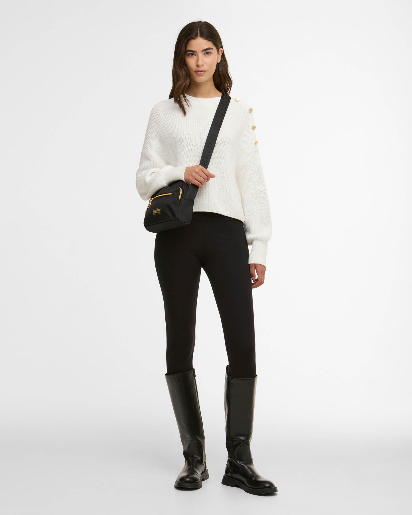 Barbour International Alexis Womens  Knitted Jumper - Off White | CHO | Designer Womens Jumpers