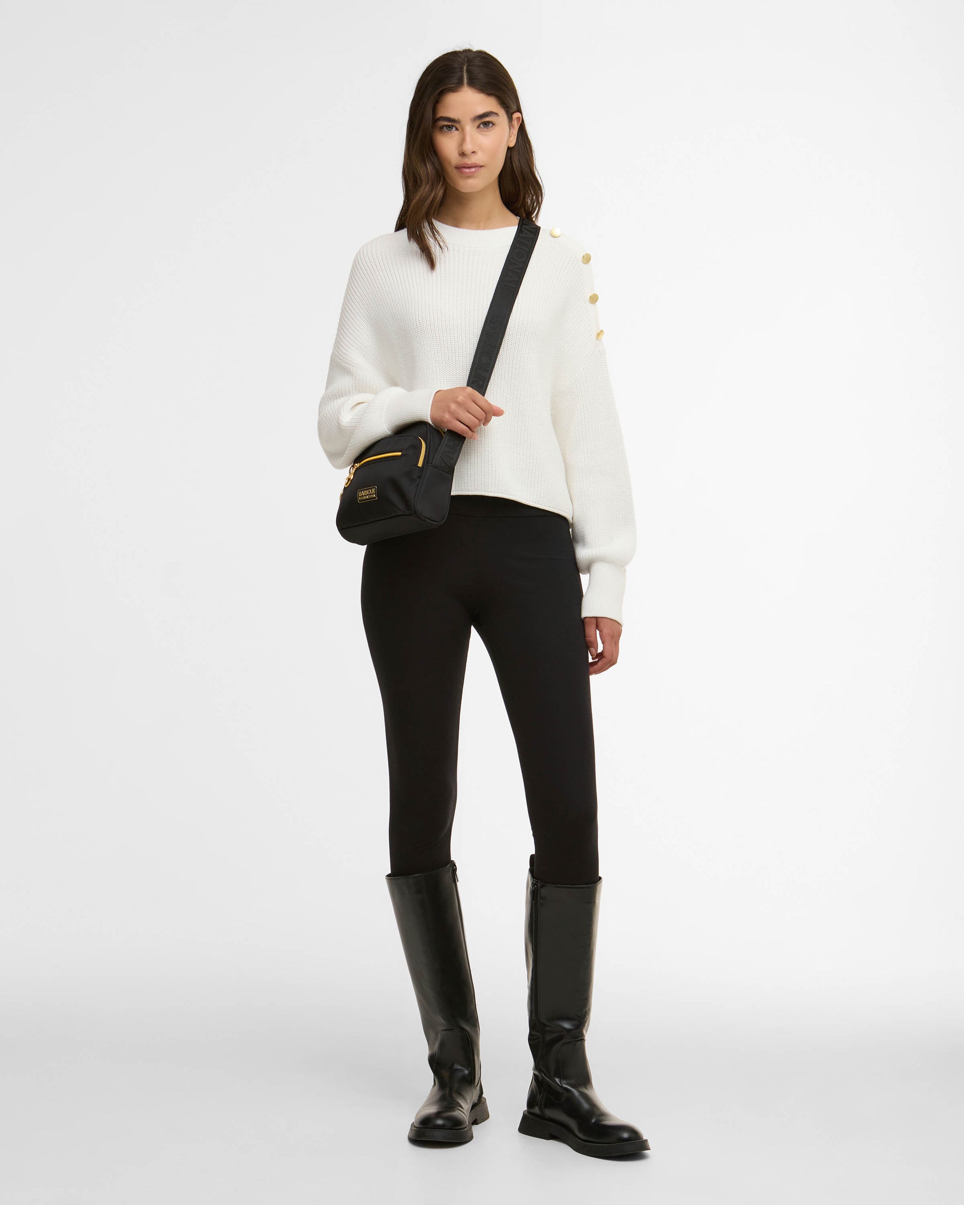 Barbour International Alexis Womens  Knitted Jumper - Off White | CHO | Designer Womens Jumpers