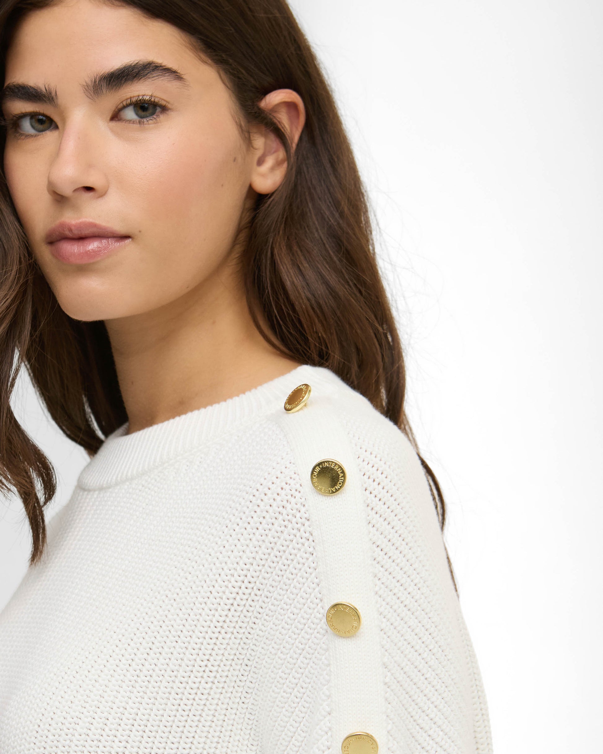 Barbour International Alexis Womens  Knitted Jumper - Off White | CHO | Designer Womens Jumpers