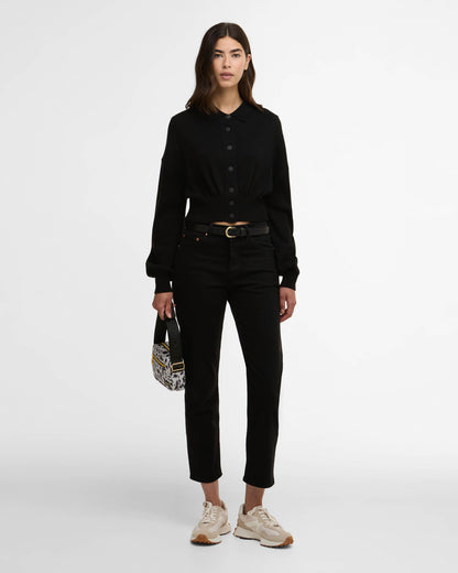 Barbour International Gigi Womens Knitted Bomber - Black | CHO | Designer Womens Cardigans