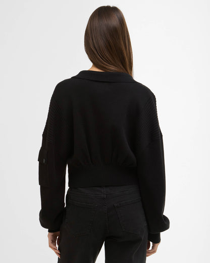 Barbour International Gigi Womens Knitted Bomber - Black | CHO | Designer Womens Cardigans