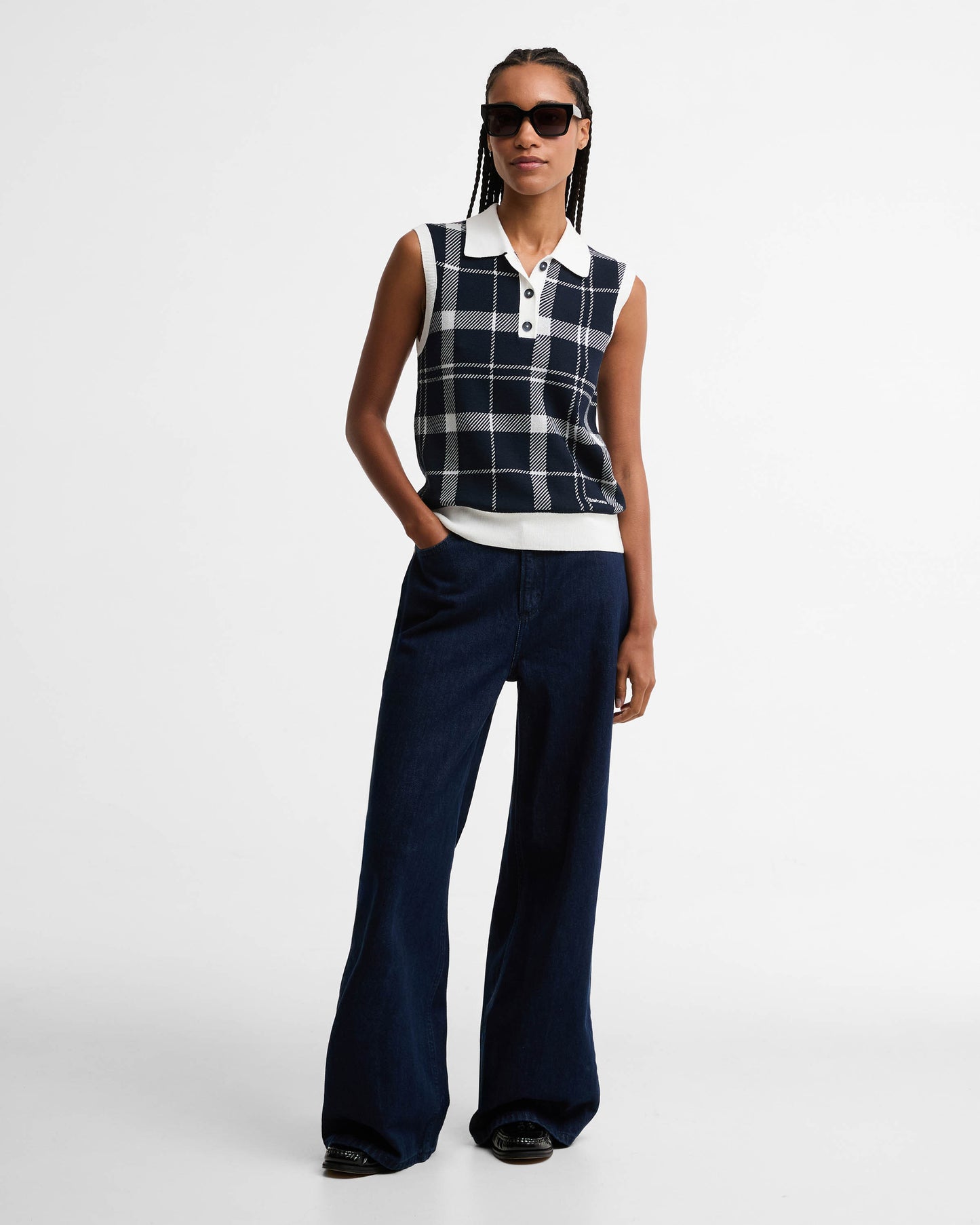 Barbour Allerdale Womens Knitted Vest - Multi Check | CHO | Designer Womens Tank Tops