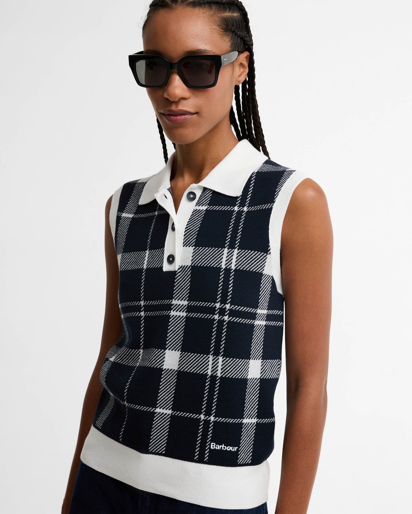 Barbour Allerdale Womens Knitted Vest - Multi Check | CHO | Designer Womens Tank Tops