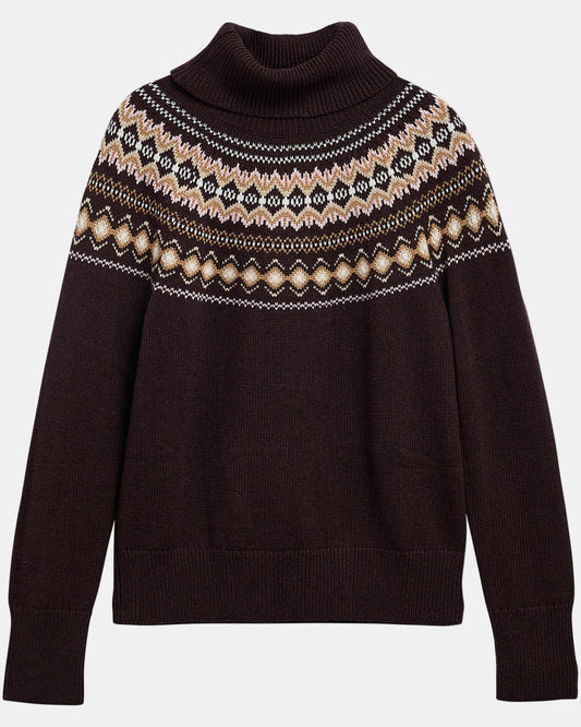 Barbour Darwen Womens Turtle Neck Jumper - Seal Brown