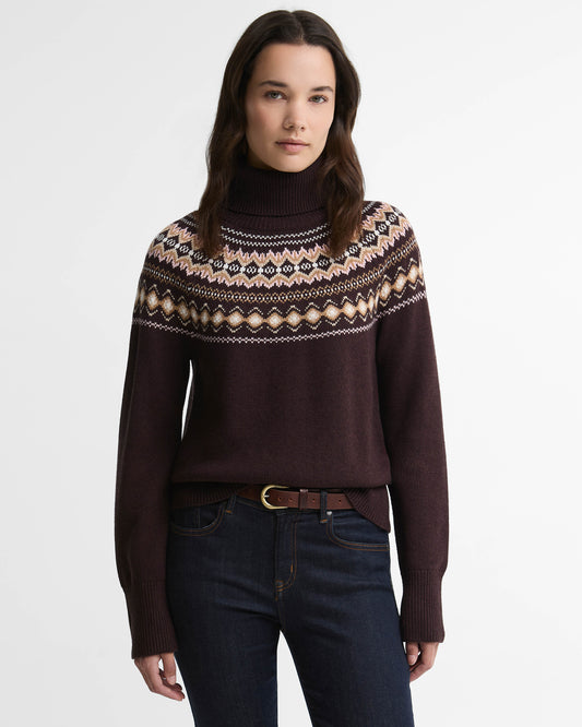 Barbour Darwen Womens Turtle Neck Jumper - Seal Brown | CHO | Designer Womens Jumpers