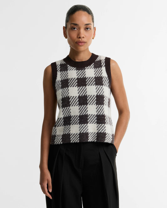 Barbour International Amaya Womens Knitted Vest - Truffle Multi | CHO | Designer Womens Knit Tank Tops