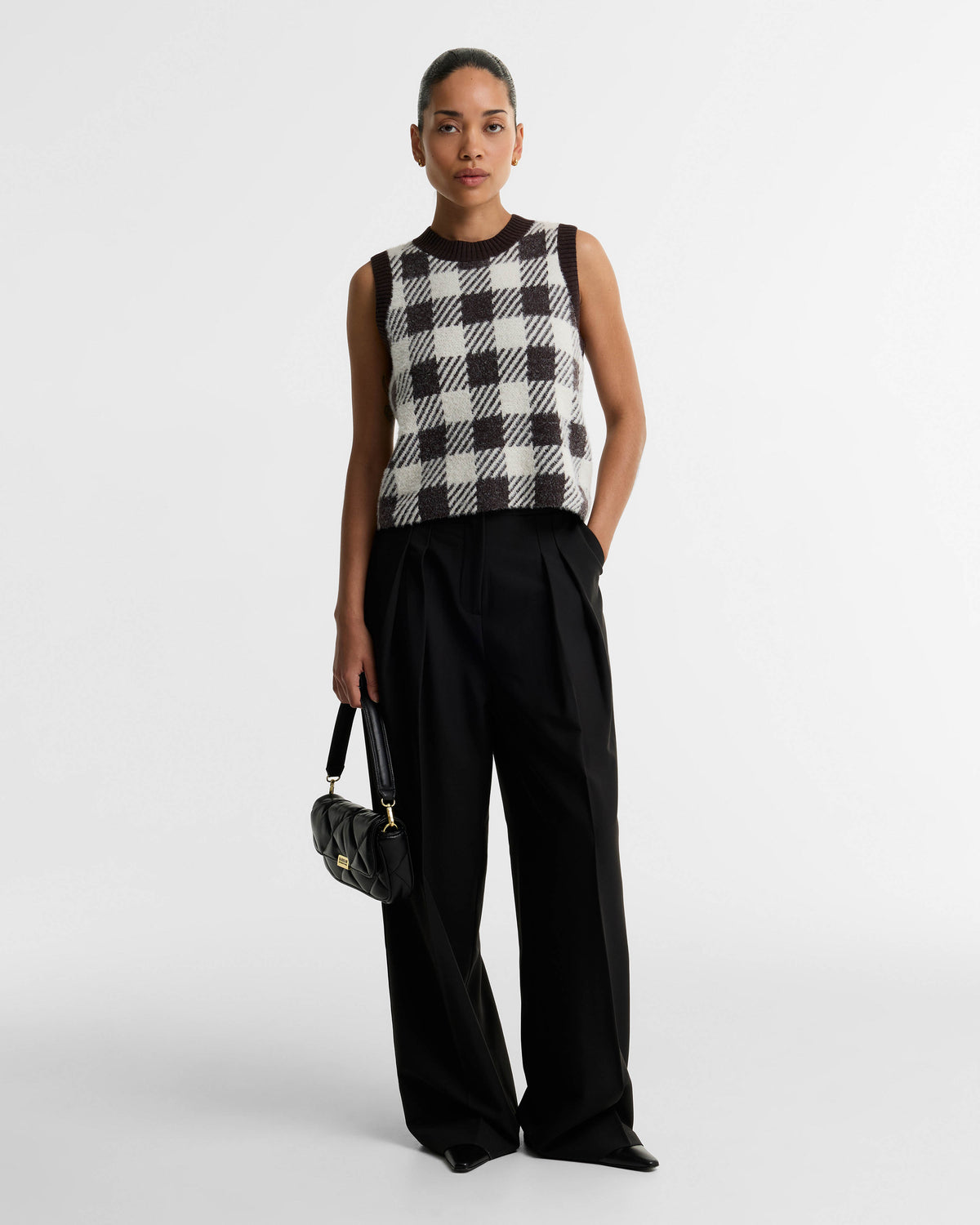 Barbour International Amaya Womens Knitted Vest - Truffle Multi | CHO | Designer Womens Knit Tank Tops