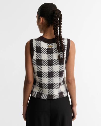 Barbour International Amaya Womens Knitted Vest - Truffle Multi | CHO | Designer Womens Knit Tank Tops