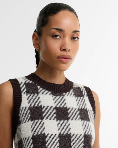 Barbour International Amaya Womens Knitted Vest - Truffle Multi | CHO | Designer Womens Knit Tank Tops