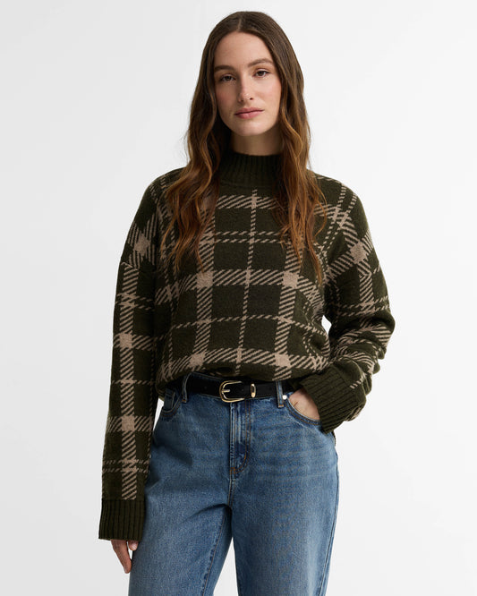 Barbour Delilah Womens Knitted Jumper - Olive Multi | CHO | Designer Womens Jumpers