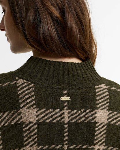 Barbour Delilah Womens Knitted Jumper - Olive Multi | CHO | Designer Womens Jumpers
