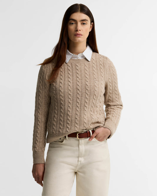 Barbour Ashdown Womens Cable Knitted Jumper - Honey | CHO | Designer Womens Jumpers