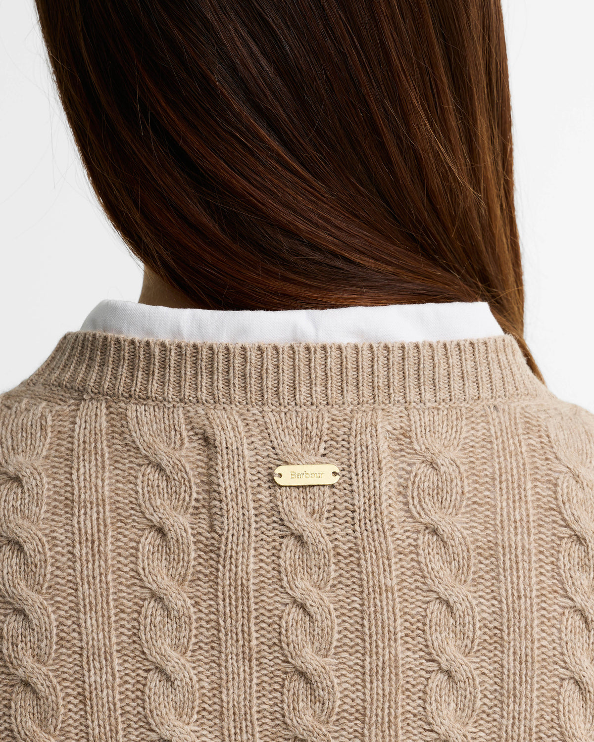 Barbour Ashdown Womens Cable Knitted Jumper - Honey | CHO | Designer Womens Jumpers