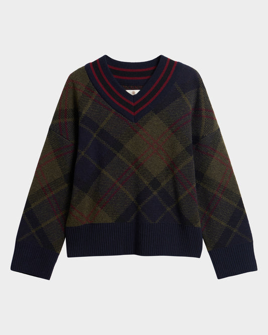 Barbour Shaw Womens Knitted Jumper - Shadow Classic Tartan