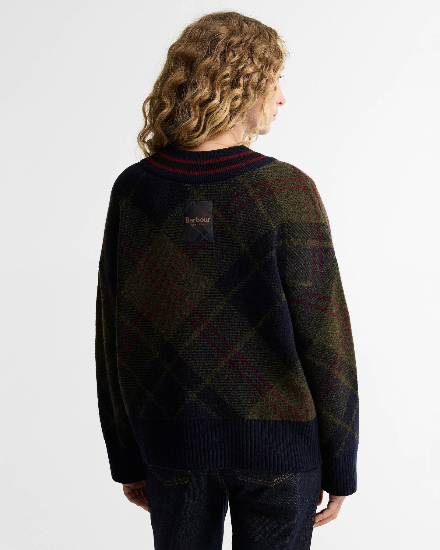 Barbour Shaw Womens Knitted Jumper - Shadow Classic Tartan | CHO | Designer Womens Jumpers