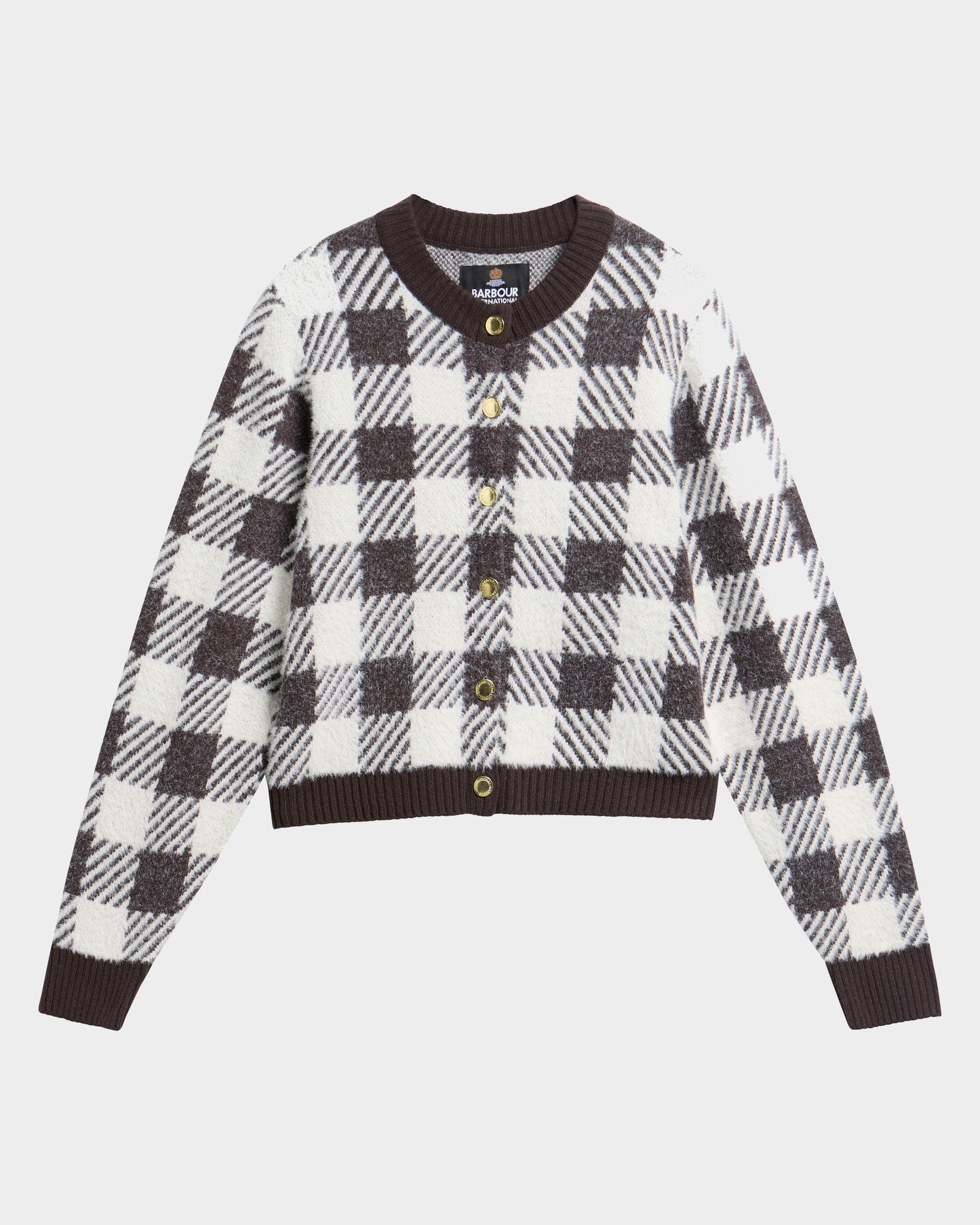 Barbour International Halina Womens Knitted Cardigan - Truffle Multi | CHO | Designer Womens Cardigans