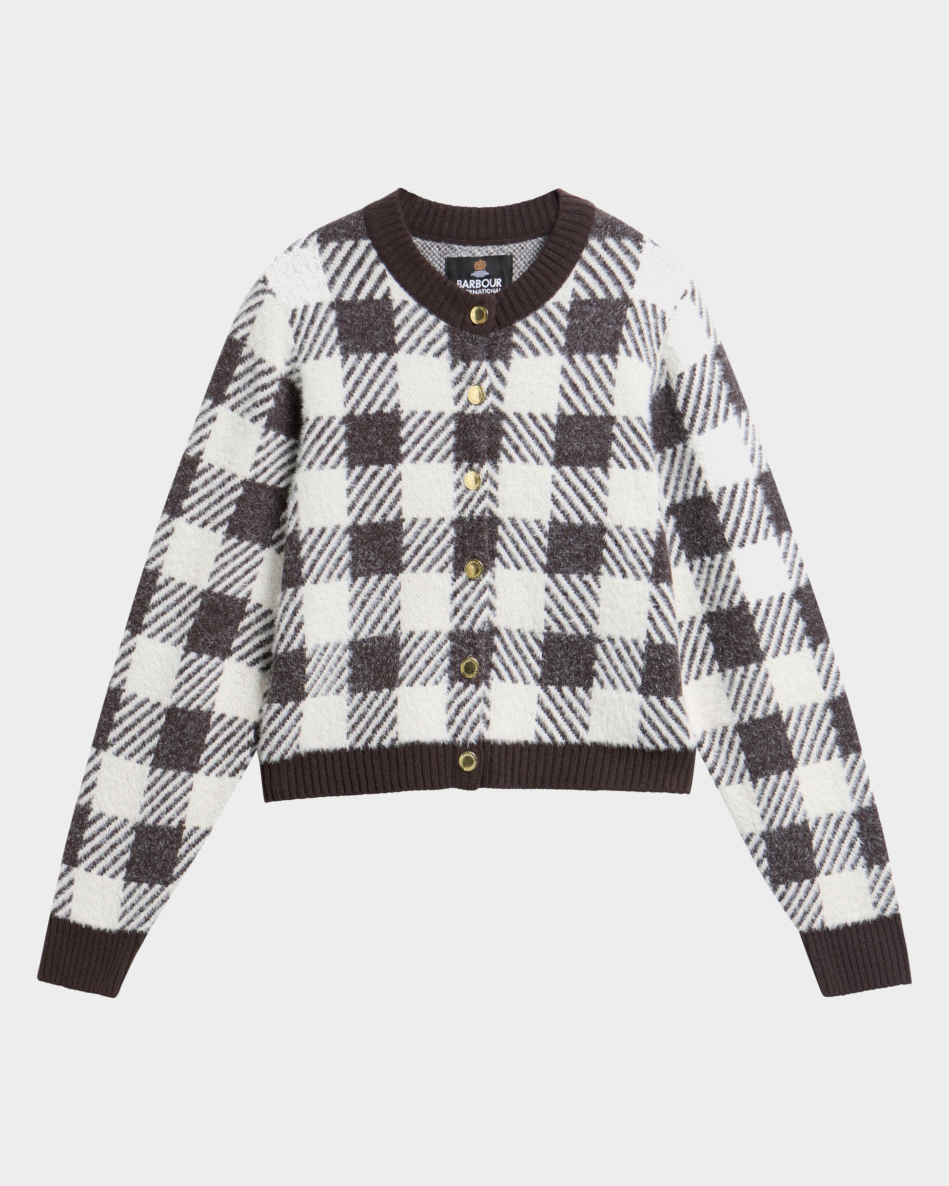 Barbour International Halina Womens Knitted Cardigan - Truffle Multi | CHO | Designer Womens Cardigans