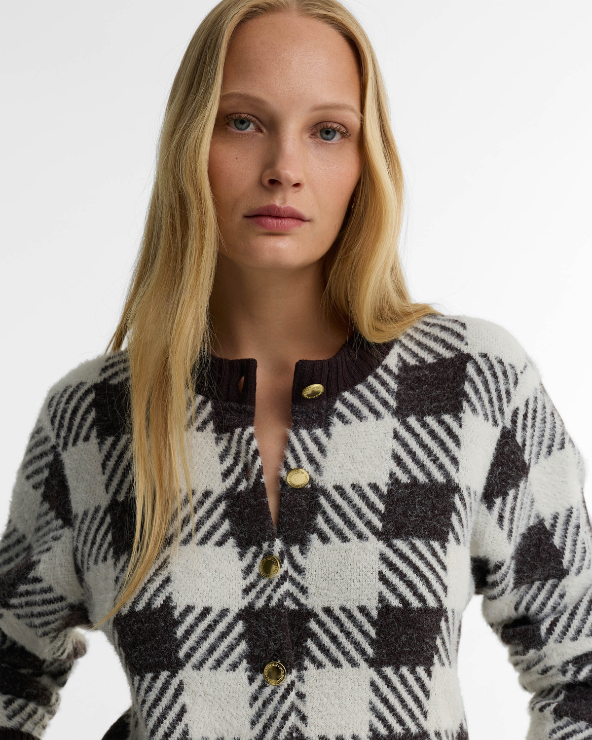 Barbour International Halina Womens Knitted Cardigan - Truffle Multi | CHO | Designer Womens Cardigans