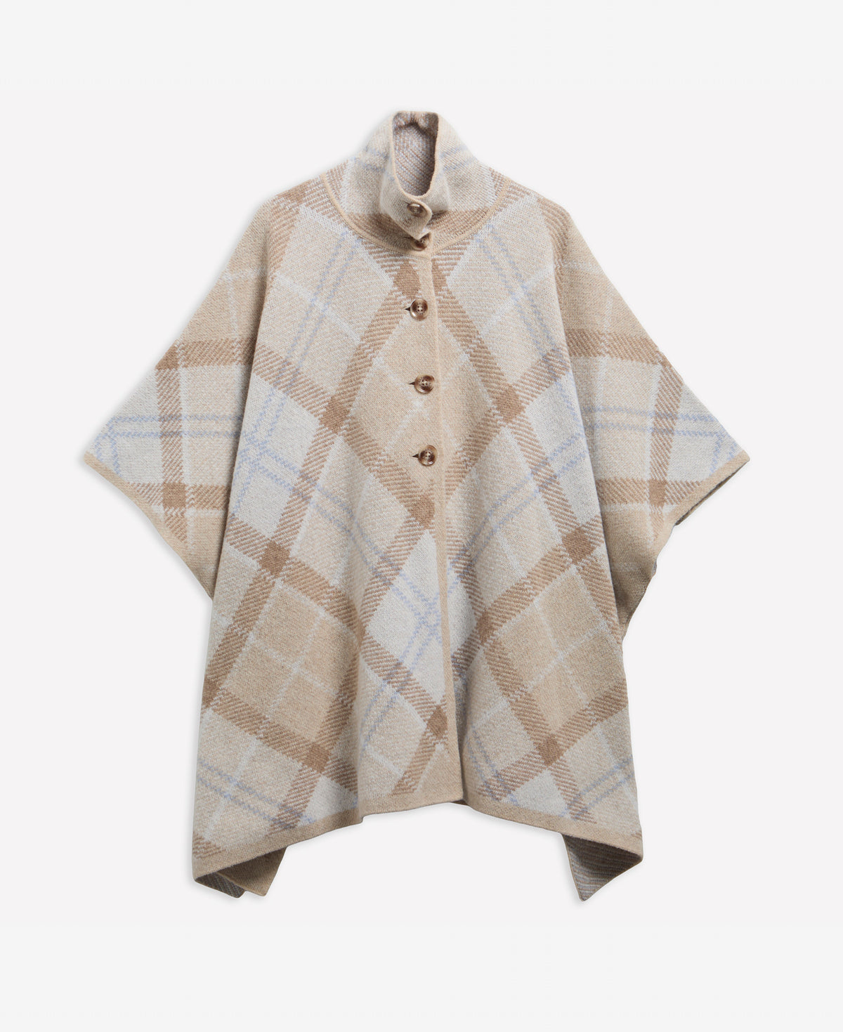 Barbour Etta Womens Knitted Cape - Oat/Zen Blue Multi