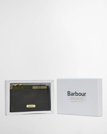 Barbour Alder Womens Leather Card Holder - Black/Ancient | CHO | Designer Womens Card Cases