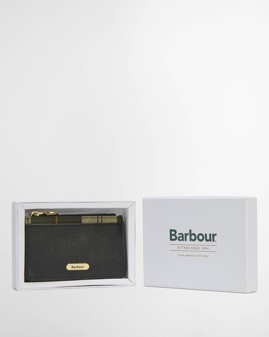 Barbour Alder Womens Leather Card Holder - Black/Ancient | CHO | Designer Womens Card Cases