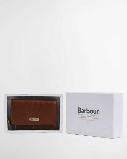 Barbour Rosa Womens Leather French Purse - Brown/Classic Tartan