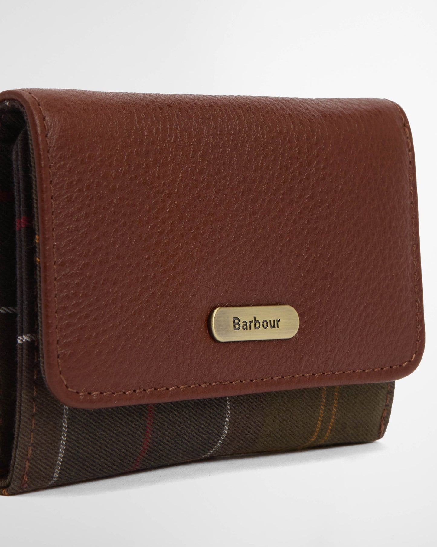 Barbour Rosa Womens Leather French Purse - Brown/Classic Tartan