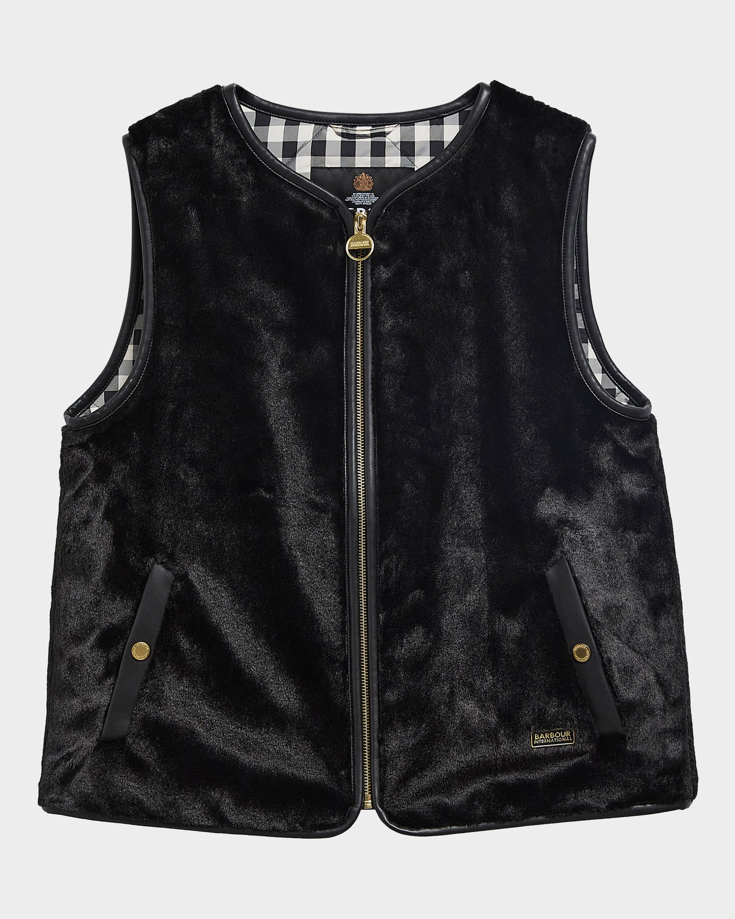 Barbour International Oulton Womens Faux Fur Liner - Black | CHO | Designer Womens Jacket Liners
