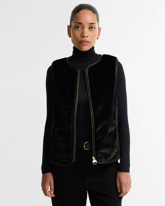 Barbour International Oulton Womens Faux Fur Liner - Black | CHO | Designer Womens Jacket Liners