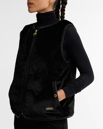 Barbour International Oulton Womens Faux Fur Liner - Black | CHO | Designer Womens Jacket Liners