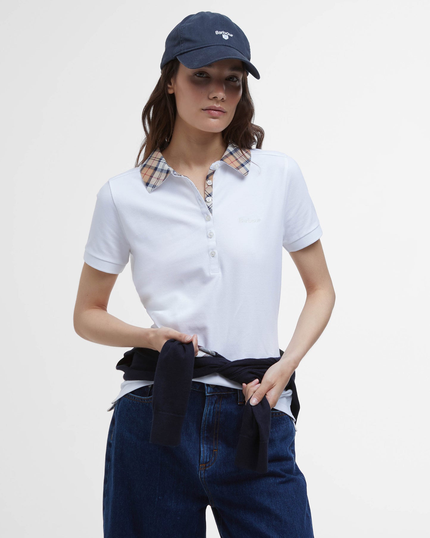 Barbour Malvern Womens Top - White/Hessian | CHO | Designer Womens Short Sleeve Tops